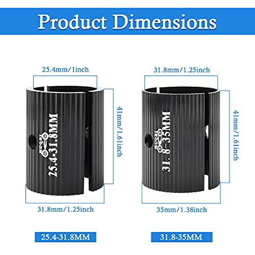 MUQZI Bike Handlebar Shim, Aluminum Alloy Bicycle Handle Bar Spacer Sheet clamp 25.4 to 31.8mm Conversion Shims Adapter for MTB Cycling, Black - Image 2