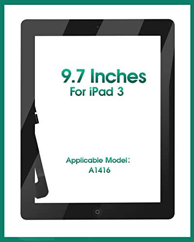 SRJTEK for iPad 3 Screen Replacement-SRJTEK Touch Screen for iPad 3, 3rd Gen A1416 A1403 A1430 Digitizer Glass Sensor Assembly Repair Parts Kits,Include Home Button,Adhesive,Tempered Glass Black - Image 3