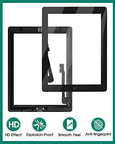 SRJTEK for iPad 3 Screen Replacement-SRJTEK Touch Screen for iPad 3, 3rd Gen A1416 A1403 A1430 Digitizer Glass Sensor Assembly Repair Parts Kits,Include Home Button,Adhesive,Tempered Glass Black - Image 4