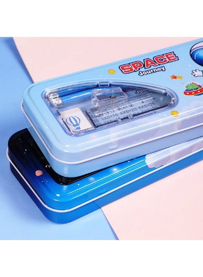 فنبلاست علبة أقلام معدنية من فن بلاست مع قلم رصاص وممحاة ومبراة ومجموعة أدوات مكتبية - علبة أقلام مزدوجة الطبقات ومنظم أدوات مكتبية للأطفال - هدية عيد ميلاد للأطفال - Image 4