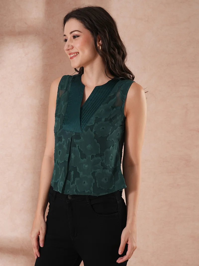 globus Women Floral Self-Design Party Top