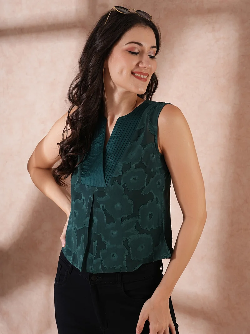 globus Women Floral Self-Design Party Top