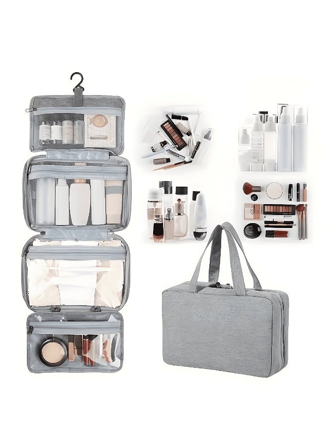 Multi-Pocket Travel Folding Wet and Dry Separation Toiletry Bag Cosmetic Organizer BagToiletry Bag Travel Cosmetic Bag with Hanging Hook Unisex Water-resistant Organizer for Makeup, Shaving Supplies - Image 1