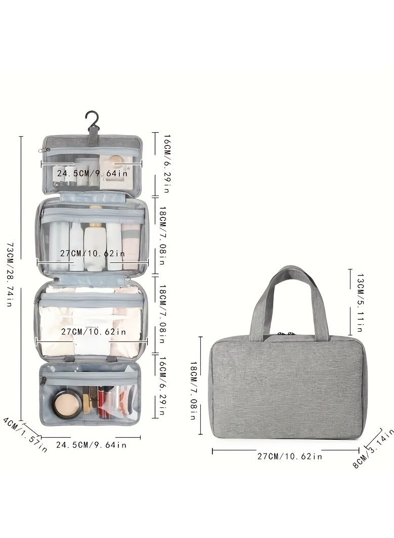 Multi-Pocket Travel Folding Wet and Dry Separation Toiletry Bag Cosmetic Organizer BagToiletry Bag Travel Cosmetic Bag with Hanging Hook Unisex Water-resistant Organizer for Makeup, Shaving Supplies - Image 5