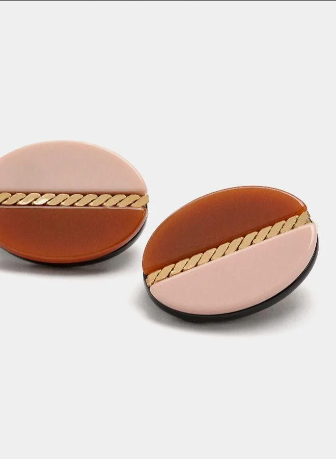 بارفوا أقراط راتنج بيضاوية متعددة الألوان