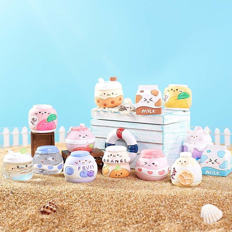 Cute Cat Blind Box Resin Figures Office Desk Decor 2 cute tablets in the beverage shop at random