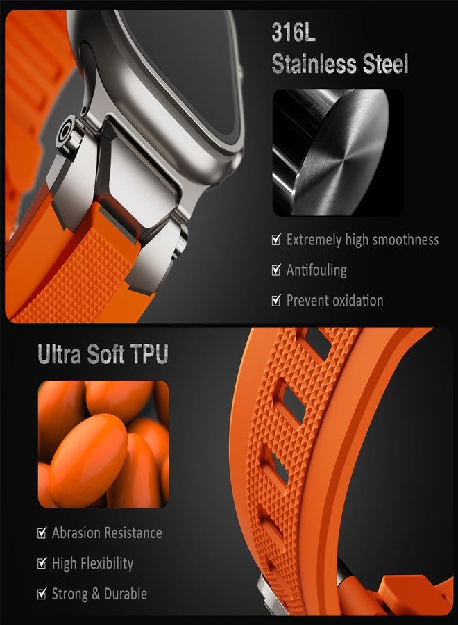 ULTIMAL Sport Band for Apple Watch 49mm/46mm/45mm/44mm, Soft TPU Strap with Stainless Steel Buckle & Connectors, Sweat-Resistant, Easy to Clean, Fits 155-225mm Wrist, for Apple watch Ultra 3/2/1, SE 3 - Image 2