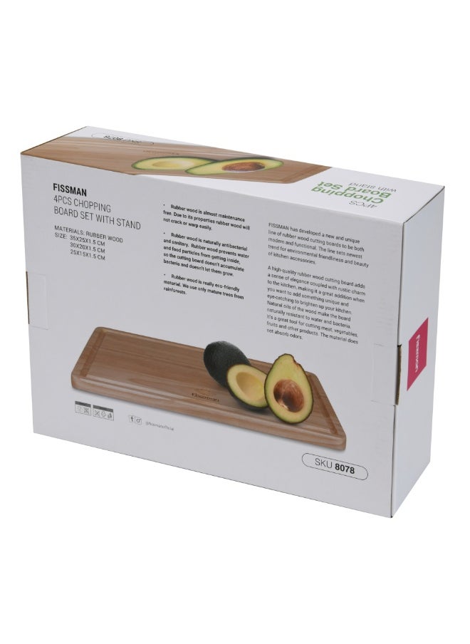 Fissman Wooden Cutting Board Set, Set of 3 Chopping Board with Wooden Stand | Rubber Wood Eco-Friendly | Chopping Board with Juice Groove for Kitchen, Cutting Meat, Vegetables, Fruits  - Image 5