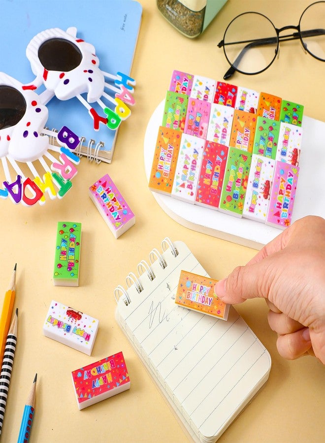 Dunzoom 100 Pcs Happy Birthday Erasers Bulk Mini Erasers for Classroom Fun Assortment Birthday Gifts for Back to School Teacher Reward Party Supplies, 8 Styles, 1.6 Inch - Image 4