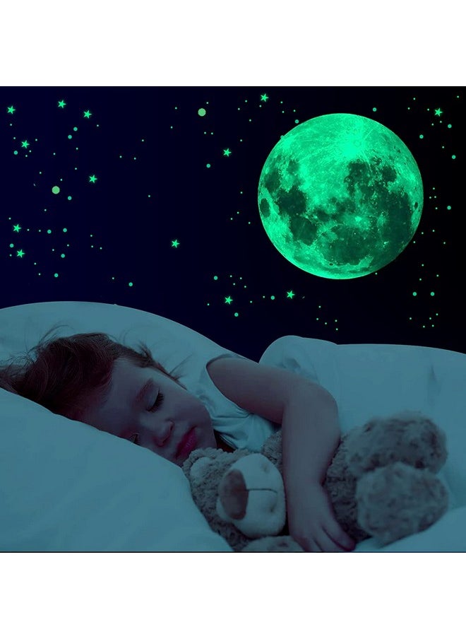 BLINKEEN - Glow In The Dark Stars For Ceiling, 893Pcs Wall Stickers Inculding Moon And Stars Decor, Glow In The Dark Wall Decals For Kids Room - Image 1