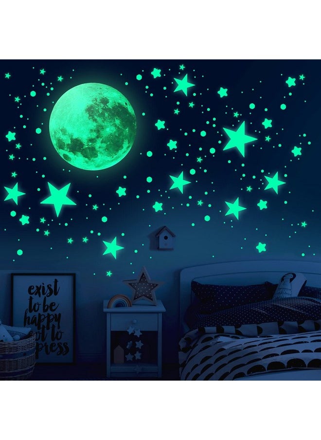 BLINKEEN - Glow In The Dark Stars For Ceiling, 893Pcs Wall Stickers Inculding Moon And Stars Decor, Glow In The Dark Wall Decals For Kids Room - Image 1