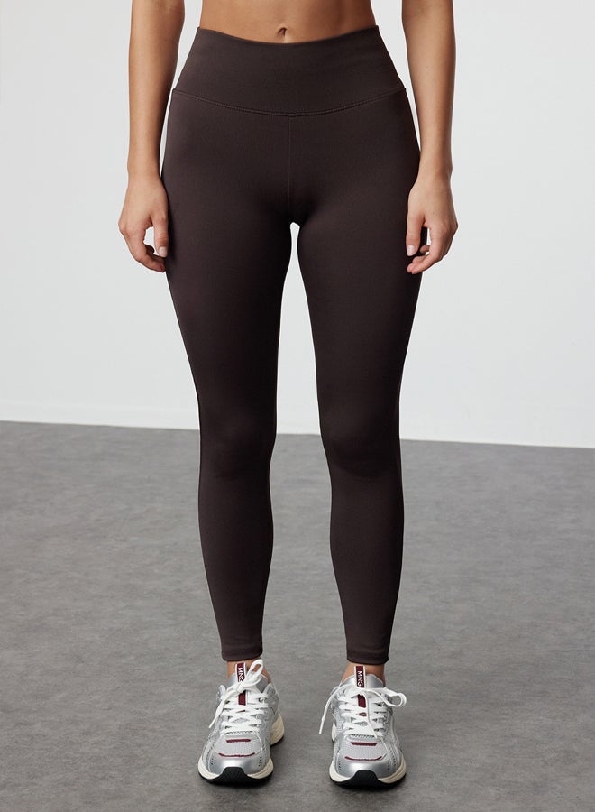 trendyol Dark Brown Wide Waist Elastic Extra Compression Full Length Knitted Sports Leggings TWOAW21TA0029  - Image 3