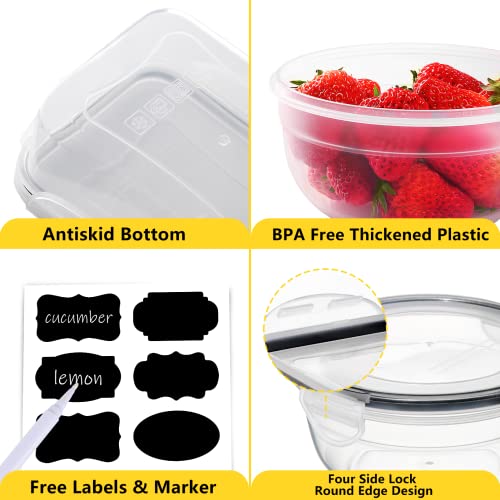 JSCARES 34 PCS Food Storage Containers Set with Airtight Lids (17 Lids &17 Containers) - BPA-Free Plastic Food Container for Kitchen Storage Organization, Fruit Meal-prep Containers with Labels & Marker - Image 3