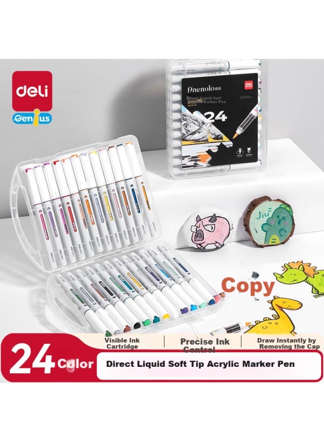 Deli 24 Colors Direct Liquid Soft Acrylic Marker Pen Set For Drawing Boys Girls Toy Back To School Birthday Gift - Image 1