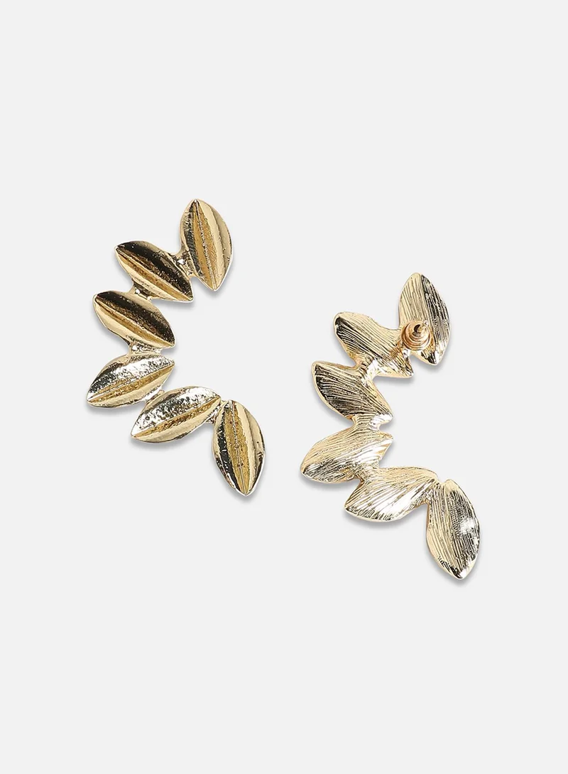 Sohi  Metallic Floral Leaf Artificial Drop Earring Jewellery for Women | Best Price UAE