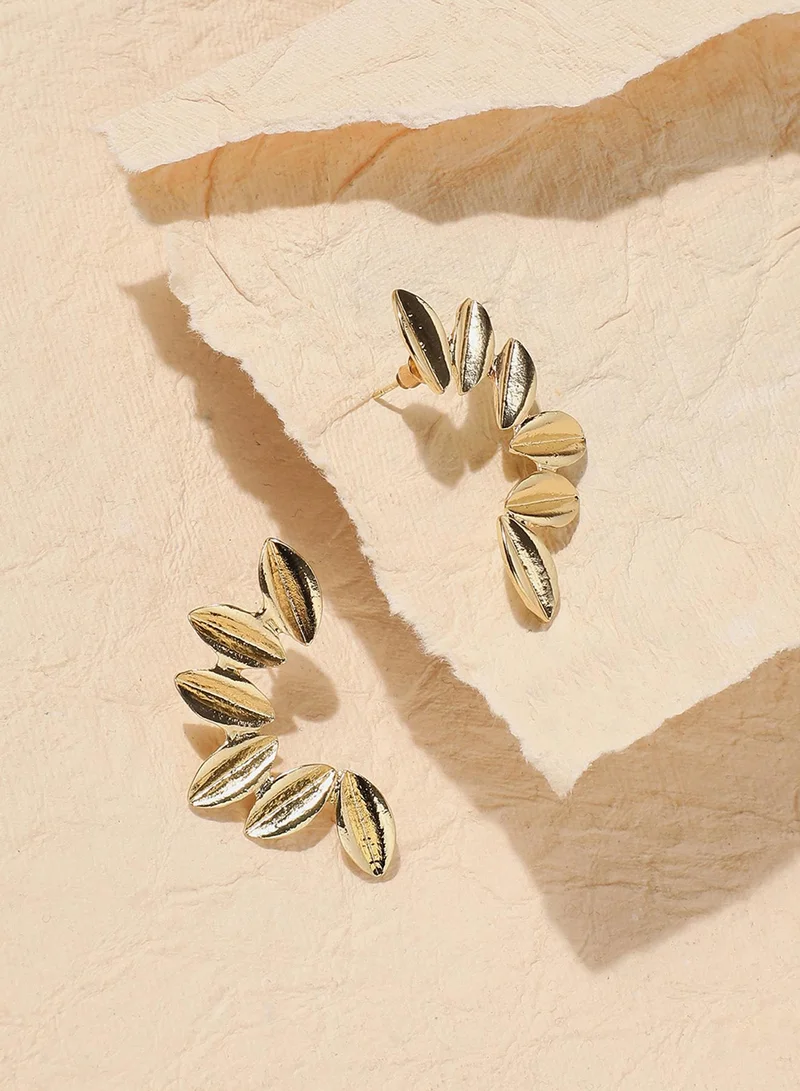 Sohi  Metallic Floral Leaf Artificial Drop Earring Jewellery for Women | Best Price UAE