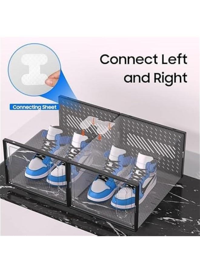 HOOKOR - Shoe Storage Box, 12 Pack Clear Plastic Shoe Boxes, Shoe Organizer with Magnetic Front Door, Shoe boxes Sturdy Durable Organizer Bins with Lids, Under-Bed Storage Containers, Shoe Display Box - Image 1