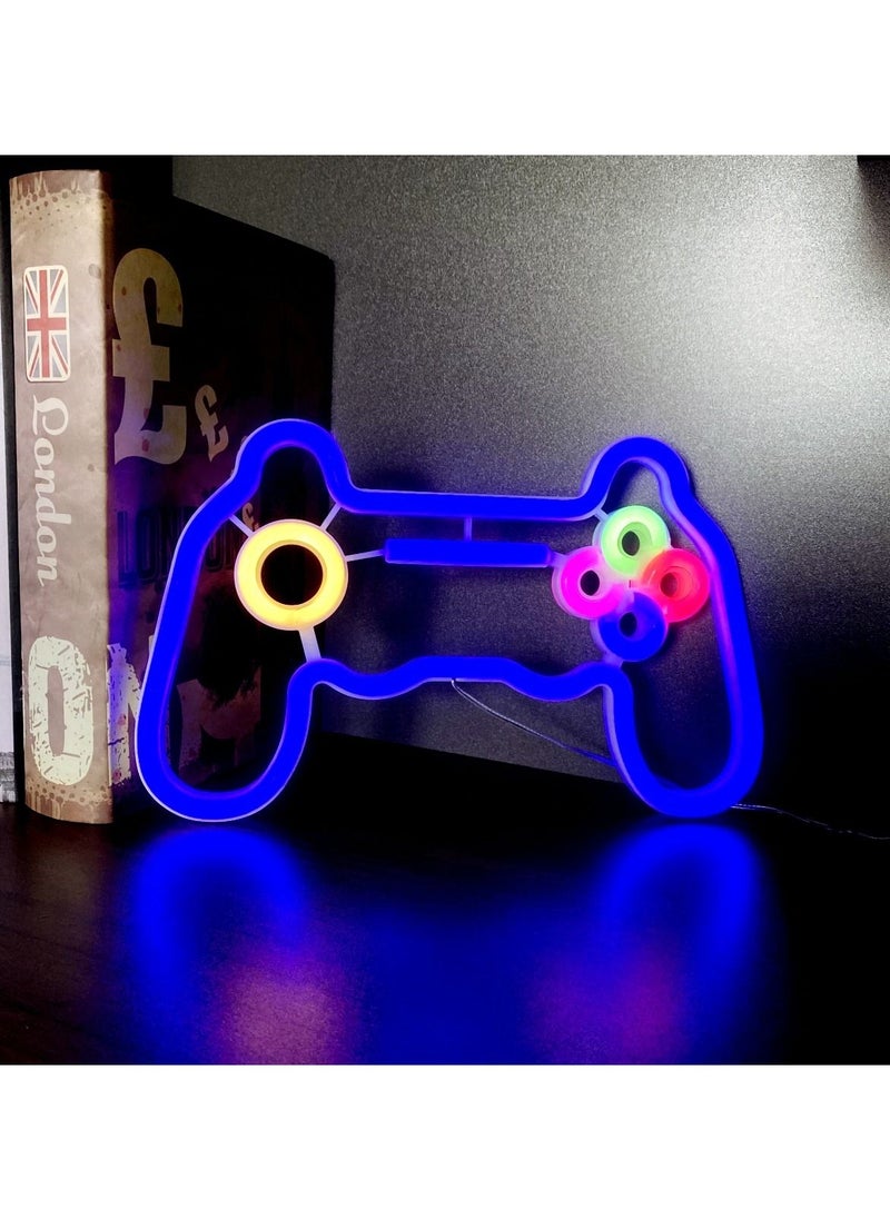 HFN Neon Signs LED Gamepad Shaped Lights Wall Decor Blue  - Image 1
