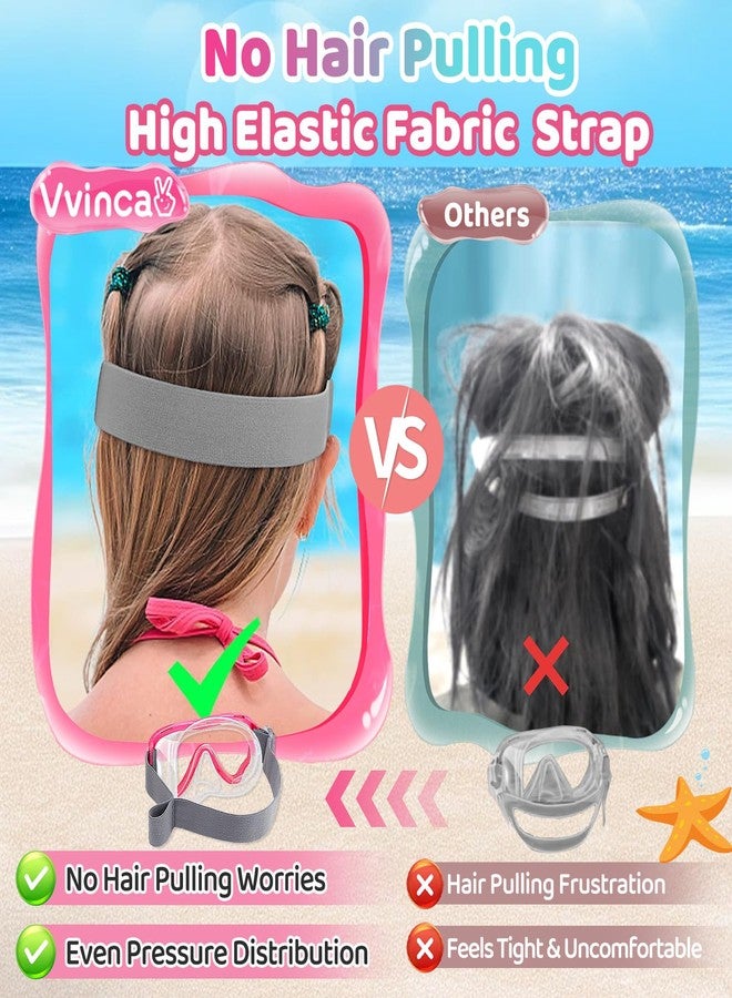 Vvinca 2 Pack Snorkeling Gear for Kids Dry Top Kids Snorkel Set for Boys Girls Junior Youth Children Age 4-14 Swim Goggles with Nose Cover Anti-Fog Panoramic View Adjustable Elastic Diving Mask - Image 3