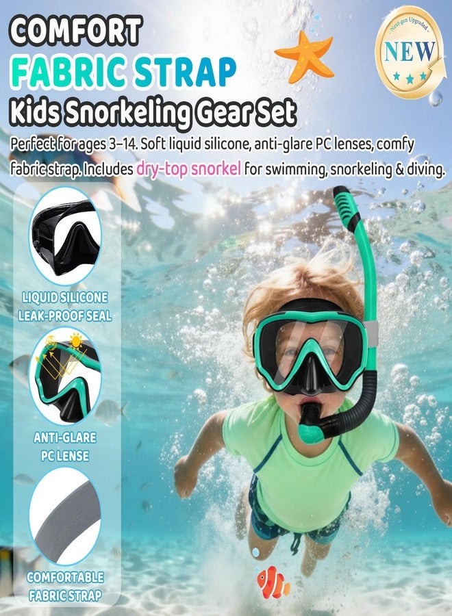 Vvinca 2 Pack Snorkeling Gear for Kids Dry Top Kids Snorkel Set for Boys Girls Junior Youth Children Age 4-14 Swim Goggles with Nose Cover Anti-Fog Panoramic View Adjustable Elastic Diving Mask - Image 2