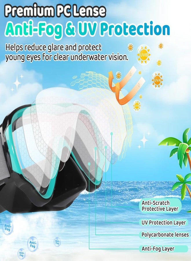 Vvinca 2 Pack Snorkeling Gear for Kids Dry Top Kids Snorkel Set for Boys Girls Junior Youth Children Age 4-14 Swim Goggles with Nose Cover Anti-Fog Panoramic View Adjustable Elastic Diving Mask - Image 4
