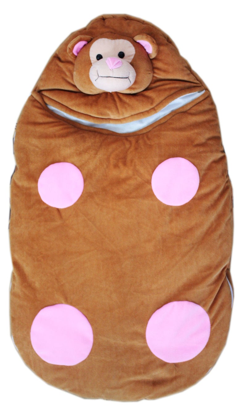Amardeep Cute Cartoon Face Baby Sleeping Bag Cum Baby Carry Bag (Brown) - Image 1