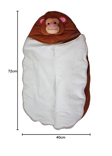 Amardeep Cute Cartoon Face Baby Sleeping Bag Cum Baby Carry Bag (Brown) - Image 3