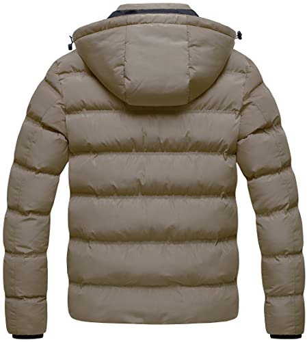 CREATMO US Bubble Jacket for Men Winter Coats Big & Tall Fleece-Lined Parka with Detachable Hood and 6 Pockets Coat Brown Small - Image 2