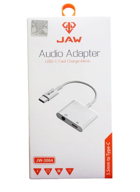 JW-3064 محول صوت USB-C إلى 3.5 ملم مع دعم الشحن السريع - سماعة رأس مزدوجة الوظائف ودونجل شحن