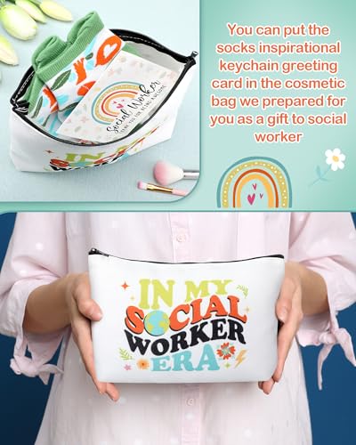 Dansydaisy 48 Pcs Novelty Social Worker Gifts Bulk Include Funny Cotton Ankle Socks Makeup Bag Keychain Greeting Card for Thank You Appreciation Birthday Graduation Gifts Supplies - Image 2
