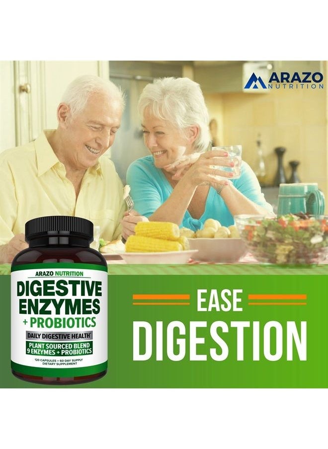 Arazo Nutrition Digestive Enzymes with Probiotics - Multi Enzyme Nutritional Supplement - Acidophilus Bromelain Papaya Papain Lipase & Lactase - Improve Digestion - 120 Pills - Arazo Nutrition  - Image 5