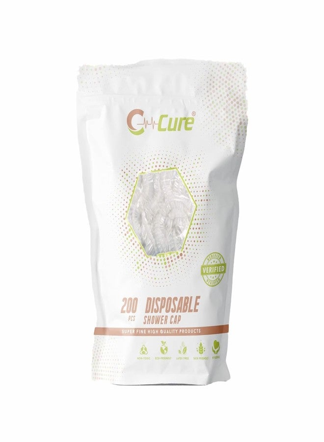 C-Cure Disposable Shower Cap | Waterproof Bath Cap for Women and Men | Larger and Thicker Water proof Caps for Women Spa, Home Use, Hotel, Hair Dye and Hair Salon (Transparent Standard Size, 200, count) - Image 1