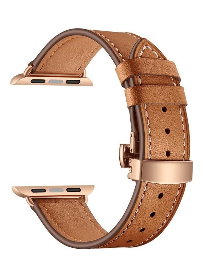 NIBEMINENT Replacement Strap For Apple Watch Series 7 41mm/6,SE,5,4 40mm/3,2,1 38mm Brown - Image 3