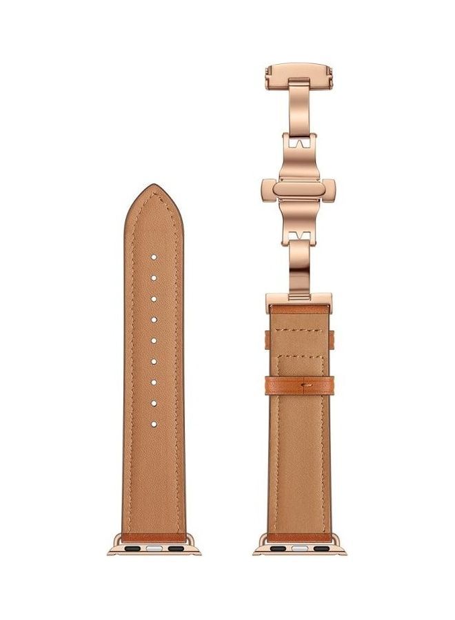 NIBEMINENT Replacement Strap For Apple Watch Series 7 41mm/6,SE,5,4 40mm/3,2,1 38mm Brown - Image 2