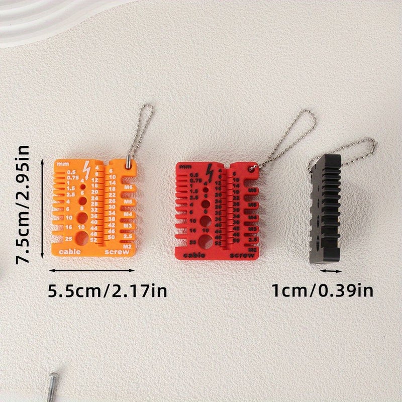Red Caliper Screw Measuring Tool Portable Double Sided Gauge For Electrical Repair - Image 3