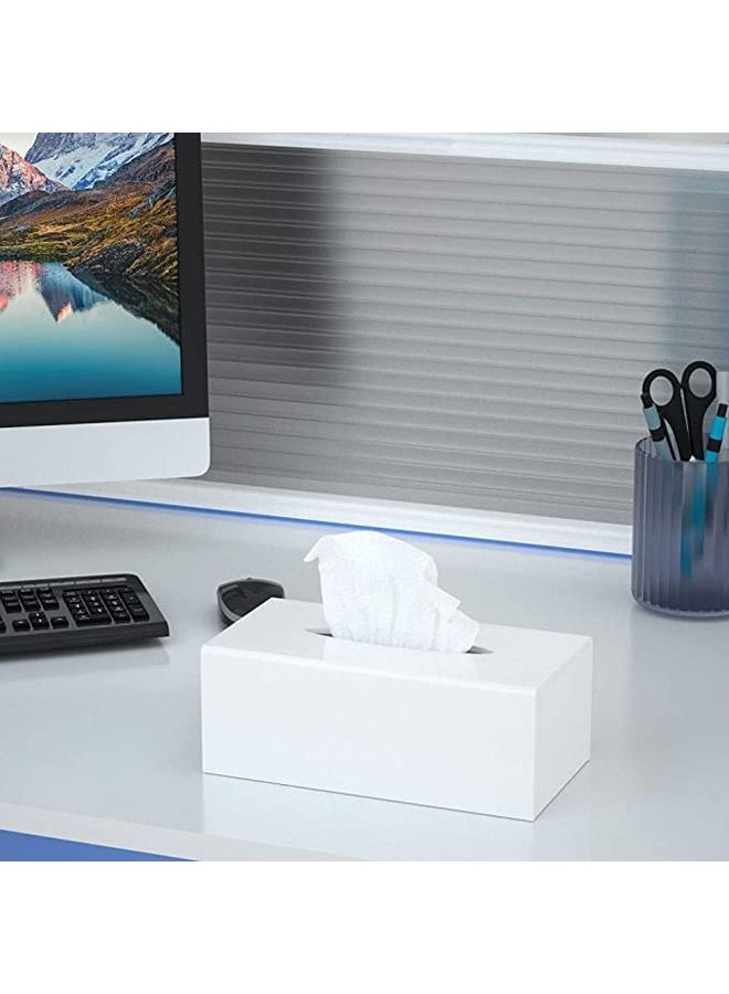 LAMSIT IBDAA Acrylic Tissue Box Holder Case Storage Case Mirror Box Napkin Holder Organizer Rectangle 25x13x9 cm White - Image 4