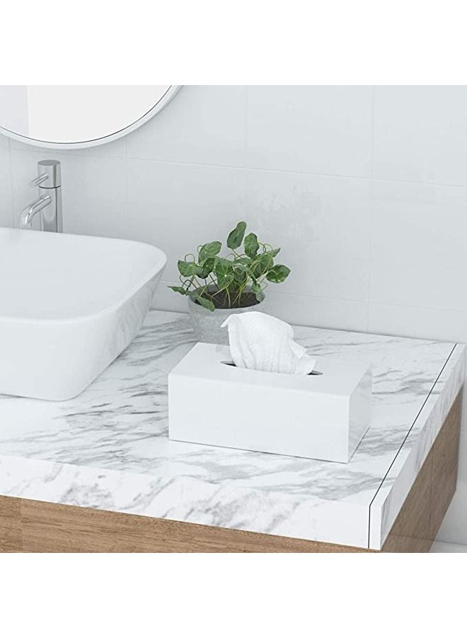 LAMSIT IBDAA Acrylic Tissue Box Holder Case Storage Case Mirror Box Napkin Holder Organizer Rectangle 25x13x9 cm White - Image 2