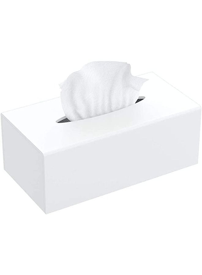 LAMSIT IBDAA Acrylic Tissue Box Holder Case Storage Case Mirror Box Napkin Holder Organizer Rectangle 25x13x9 cm White - Image 1