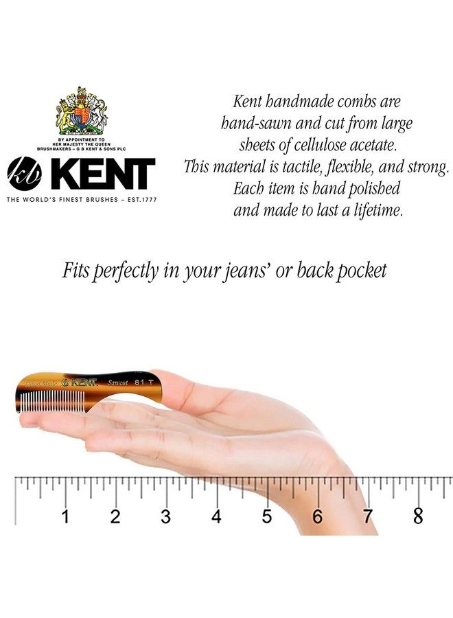 KENT A 81T Xsmall Gentleman Beard And Mustache Pocket Comb Fine Toothed Pocket Size For Facial Hair Grooming And Styling. Sawcut Of Quality Cellulose Acetate Hand Polished. Handmade In England - Image 3