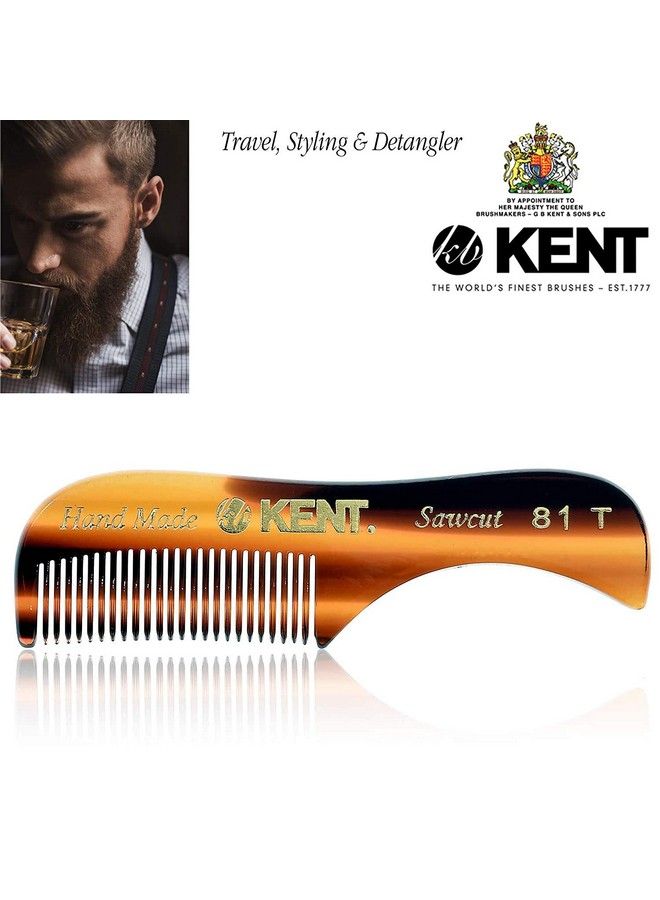 KENT A 81T Xsmall Gentleman Beard And Mustache Pocket Comb Fine Toothed Pocket Size For Facial Hair Grooming And Styling. Sawcut Of Quality Cellulose Acetate Hand Polished. Handmade In England - Image 5