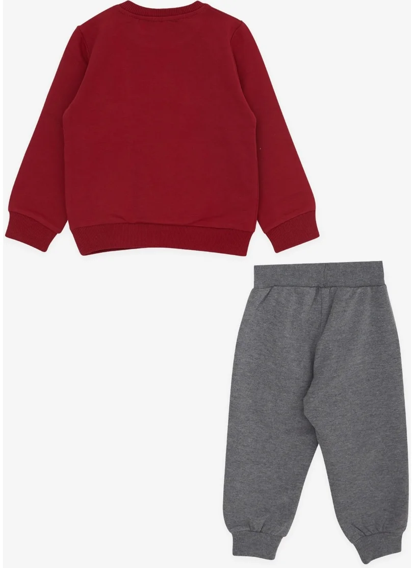 بريز Boy's Tracksuit Set with Little Dinosaur Embroidery, 1-4 Years, Red