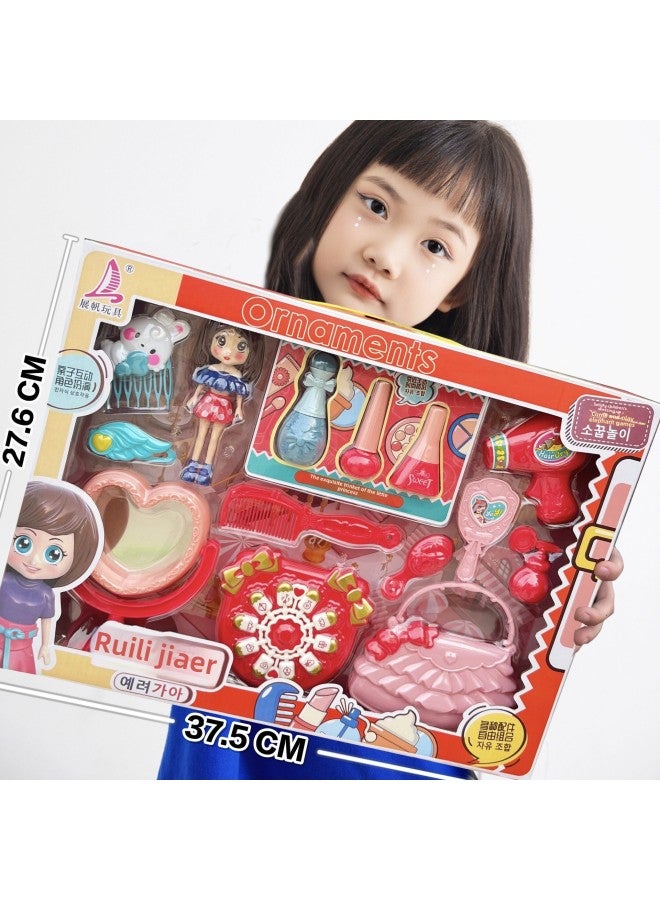 صندوق هدايا تسجيل الوكالة المماثل للأطفال، ألعاب المطبخ والمنزل، مجموعة إكسسوارات الملابس للفتيات - المواصفات: 6614 حقيبة تزيين 【صندوق هدايا كبير】】 - Image 1