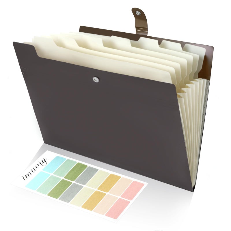 imuviy Expanding Organizer File Folder, Letter Size Expandable 8 Pockets Expanding Organizer Accordion File Folders with Labels A4 Paper Document Organizer for Home School Office Supplies - Image 1