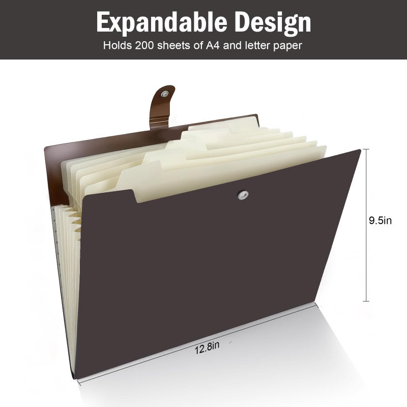 imuviy Expanding Organizer File Folder, Letter Size Expandable 8 Pockets Expanding Organizer Accordion File Folders with Labels A4 Paper Document Organizer for Home School Office Supplies - Image 3