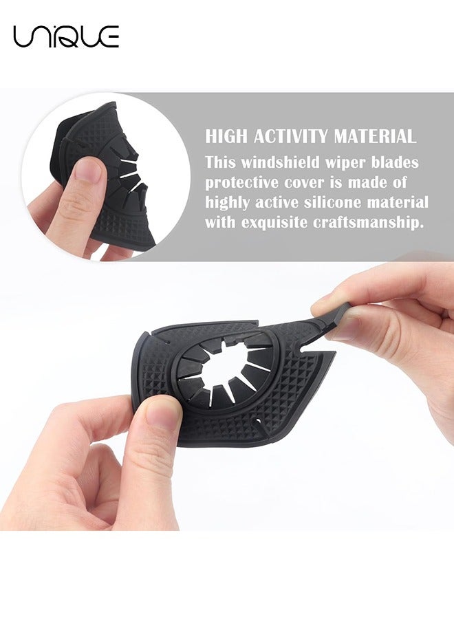 يونيك 4PCS سيارة ممسحة هول غطاء واقية ، ومكافحة الغبار ، ومكافحة سقوط الأوراق انسداد ، سيليكون ممسحة الذراع أسفل منصات الحماية ، سترة الغبار ممسحة المضادة للأوراق العالمية لمعظم المركبات - أسود - Image 4