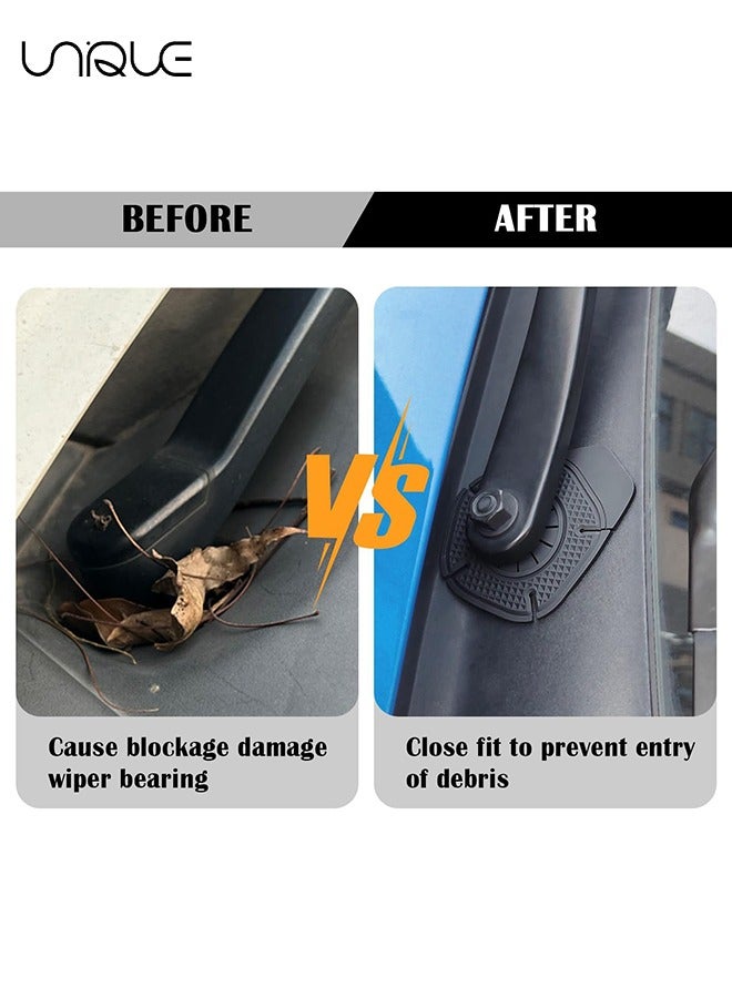 يونيك 4PCS سيارة ممسحة هول غطاء واقية ، ومكافحة الغبار ، ومكافحة سقوط الأوراق انسداد ، سيليكون ممسحة الذراع أسفل منصات الحماية ، سترة الغبار ممسحة المضادة للأوراق العالمية لمعظم المركبات - أسود - Image 5