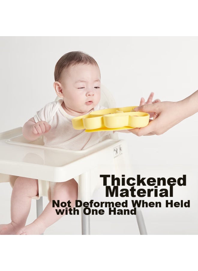 Igroway Baby Food Plate With Suction Cup, Ikv Divided Plate, Silicone Anti-fall Feeding Bowl, Cute Children's Tableware, Bear Paw Design, Pink - Image 3