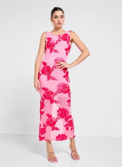 Ginger Floral Burnout Detail Bodycon Maxi Dress  - Image 1