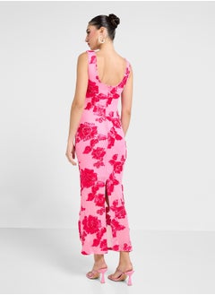 Ginger Floral Burnout Detail Bodycon Maxi Dress  - Image 2