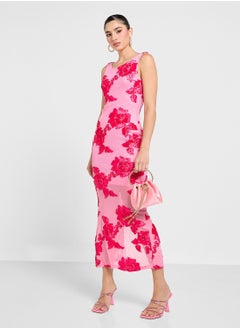 Ginger Floral Burnout Detail Bodycon Maxi Dress  - Image 4